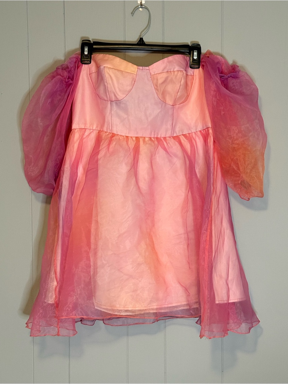 Cider Pink Puff-Sleeve Mini Dress